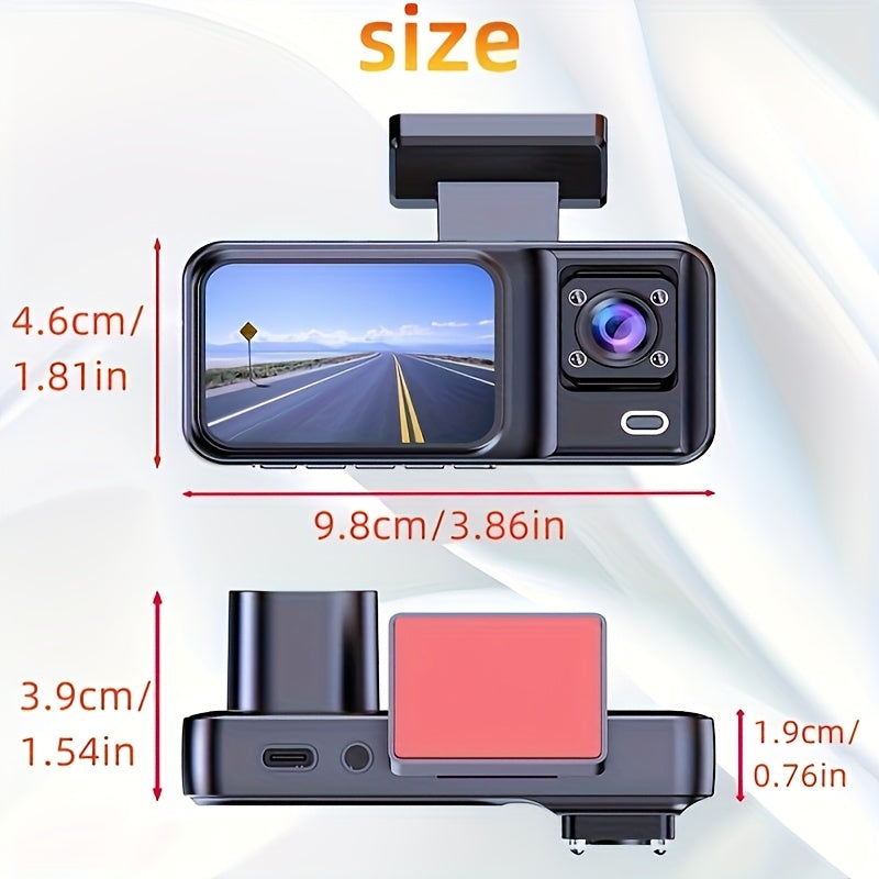 Dual-Lens HD Car Dashcam (1080P + 720P)