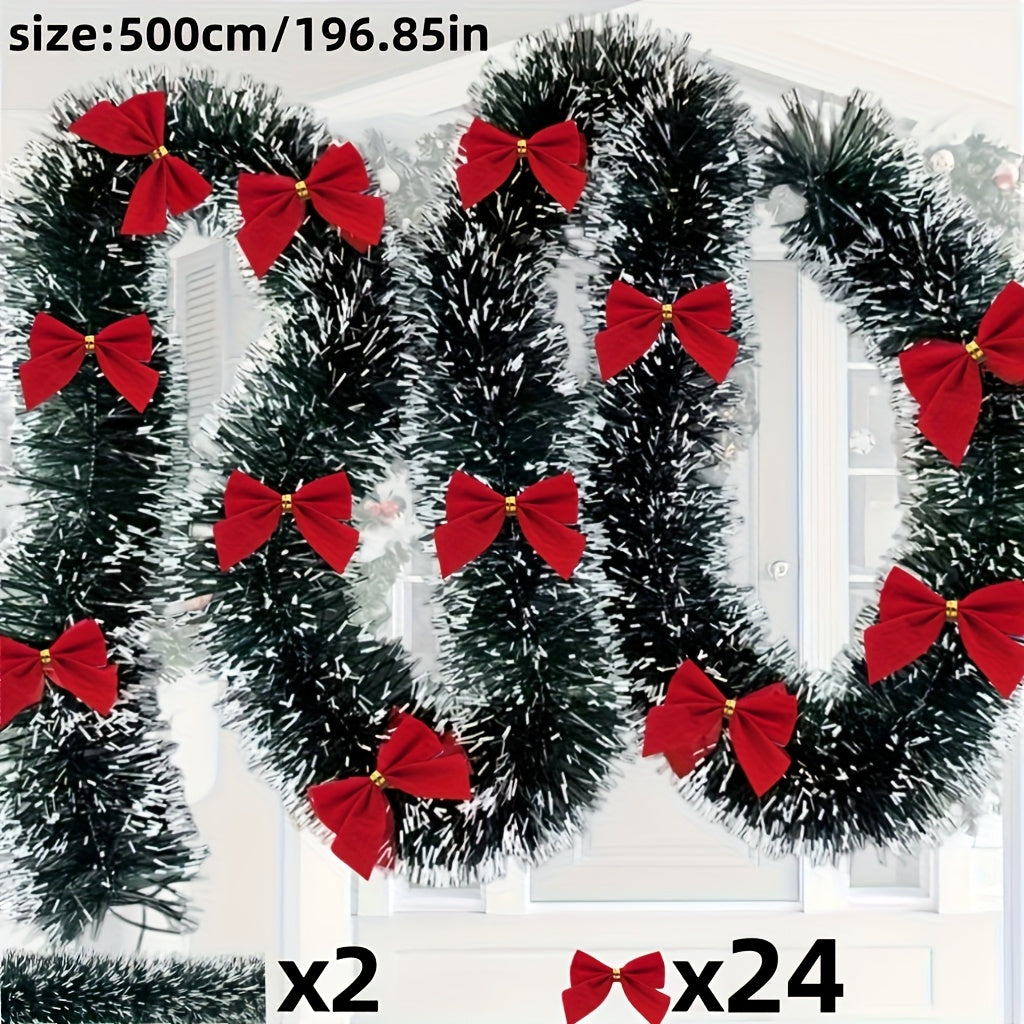 High-quality 2-piece Christmas garland—soft, durable, and perfect for creating a cozy holiday look indoors or outdoors.