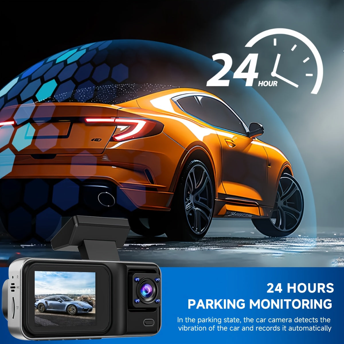 Dual-Lens HD Car Dashcam (1080P + 720P)