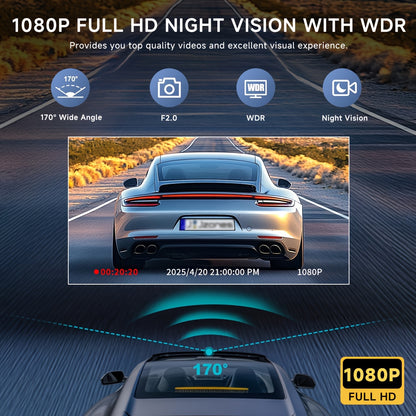 Dual-Lens HD Car Dashcam (1080P + 720P)